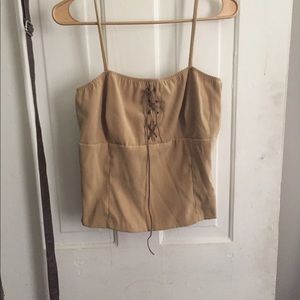Suede tie front tank